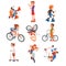 Boys and Girls Riding Kick Scooter Set, Bicycle, Rollerblades, Eco Transport for Children, Summer Outdoor Activities