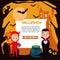 Boys in halloween vampire and devil costume with banner vector design