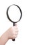 Boys hand magnifying glass