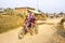 Boys having fun on a rikshaw