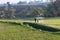 Boys on a pah through the ricefields in Bali, Indonesia