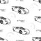 Boys pattern for textiles. Sports white car, slogan and speedometer