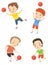 Boys play ball vector illustration