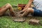 Boys playing with mud