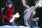 Boys playing in snow