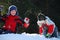 Boys playing in snow