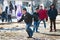 Boys in refugees camp in playing