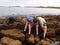 Boys rock pooling