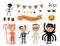 Boys in scary monsters costumes flat vector characters set.