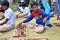 Boys spinning yarn at Kochrab Ashram, Ahmedabad