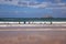 Boys teen surfing in Cantabrian sea