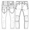 Boys Urban Look Pant fashion flat sketch template. Technical Fashion Illustration. Trouser CAD. Slim fit. Cut and sew at Knees