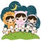 boys wearing animal costume. Vector illustration decorative design