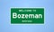 Bozeman, Montana city limit sign. Town sign from the USA.