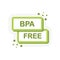 Bpa free banner on white background. Logo, icon, label, banner. Symbol illustration. Green tick symbol. Logo element