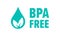 BPA free vector check mark leaf and drop icon. Safe food package stamp, healthy BPA free seal stamp