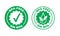 BPA free vector green check mark certified icon. Safe food package stamp, healthy sin BPA, Spanish seal stamp