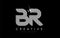 BR B R Letter Logo Design White Magenta Dots and Swoosh