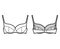 Bra lingerie technical fashion illustration with full adjustable shoulder straps, molded cups, hook-and-eye closure.