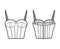 Bra longline lingerie technical fashion illustration with adjustable shoulder straps, molded cup, hook-and-eye closure