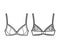 Bra scalloped cups lingerie technical fashion illustration with full adjustable shoulder straps, hook-and-eye closure