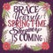 Brace yourself spring time sleepiness is coming, hand lettering typography modern poster design