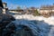 Bracebridge, Ontario/Canada - April 25 2019: Record setting spring flooding of the Muskoka River at Bracebridge Bay Park