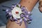 Bracelet for bridesmaid with artificial flowers