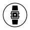 Bracelet, fitness, gadgets icon. Black vector graphics