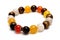 Bracelet mix yellow and brown lucky stone and Rutillated Quartz with white isolate background