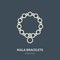 Bracelets with charms, mala illustration. Jewelry flat line icon, jewellery store logo. Jewels accessories sign