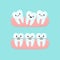 Braces alignment stomatology concept, cute colorful teeth vector illustration