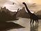 Brachiosaurus dinosaurs in water - 3D render