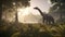 Brachiosaurus\\\' Majestic Graze in the Jurassic Meadow