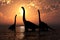 Brachiosaurus at sunset