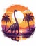 Brachiosaurus at Sunset T-Shirt Design with palm trees