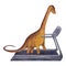 Brachiosaurus on the treadmill. Dinosaur athlete. Watercolor illustration isolated on a white background. Hand drawn