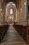 Braga, Portugal - December 28, 2017: Se de Braga Cathedral interior. Nave, main chapel and altar. Oldest Cathedral in Portugal.