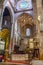Braga, Portugal - December 28, 2017: Se de Braga Cathedral. Manuelino Gothic main chapel. Ornate stone carved altar. Oldest