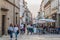 BRAGA, PORTUGAL - OCTOBER 15, 2017: Dom Diego de Sousa pedestran street in Braga with Arch of the New Gate, Portug