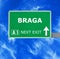 BRAGA road sign against clear blue sky