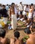 A Brahmin priest leads a Hindu commemoration