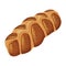 Braided bread with poppy seeds isolated. Vector homemade wicker pastry food, wheat bun.