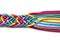 Braided colorful ropes on white background