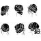 Braided hairstyle set of silhouettes, womens stylish hairstyles with curls and waves