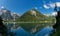 Braies lake in a clear day of summer