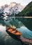 Braies lake in Dolomites, Italy