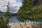 Braies lake seen from the path that surrounds Lake Braies. Dolomites, northern Italy, Europe