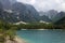 Braies lake seen from the path that surrounds Lake Braies. Dolomites, northern Italy, Europe