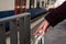 Braille writing on train platform